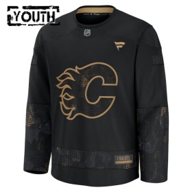 Børn NHL Calgary Flames Trøje Tilpasset 2024-25 Fanatics Military Appreciation Practice Sort